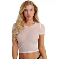 Sheer Mesh Crop Top - Sexy Office-Chic Tight Sleeveless Blouse for Women, Seductive Lounge Lingerie thumbnail
