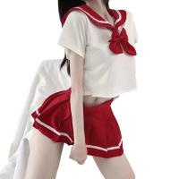Sexy Sailor Outfit Lingerie Set - Cute Pure & Tempting Schoolgirl JK Uniform for Small Busts, Sheer Soft Kawaii Costume thumbnail