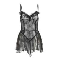 Romantic Lace Sleepwear Set - Sheer Princess-Style Sensual Nightwear for Women, Mesh Camisole & Shorts thumbnail