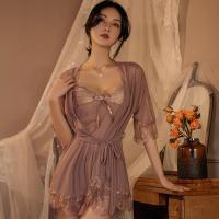Qing Lian Yi Plus Size Lingerie Set - Seductive Sleep Dress, Slip & Robe Combo for Women thumbnail