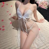 NightSigh NightSeduction Sexy Lace Sleepwear Set – Sheer Mesh Cami & Matching Briefs with Bow Detail
