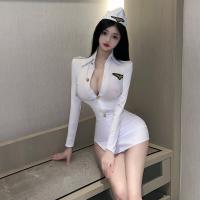 Sexy Police Cosplay Costume for Women - Naughty Flight Attendant & OL Secretary Outfit,Europe and America-Style Dominant thumbnail