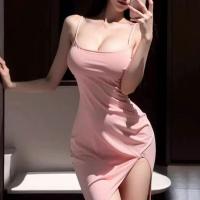 Pure & Alluring Lace Sleep Dress - Sheer Sexy Slip Dress with High Slit, Sensual Lounge Wear for Women thumbnail