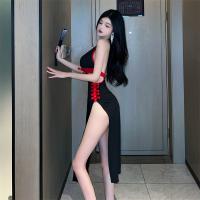 Suoqing Black Sheer Cheongsam Lingerie Set - High-Slit Erotic Role Play Outfit for Couples thumbnail