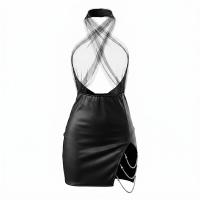 NightSese Sexy Mesh Halter Bodycon Mini Dress - Seductive Lace-Up Party Outfit for Date Night thumbnail