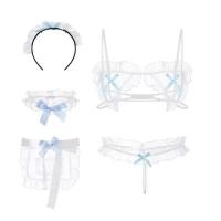 Sexy Maid Costume for Women - Lace Sheer Corset Outfit with Ties, Bow Details & Seductive Role Play Set thumbnail