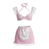 Night Silk Sensual Deep V Lace Maid Outfit - Busty-Looking Sleepwear Set for Small Busts thumbnail