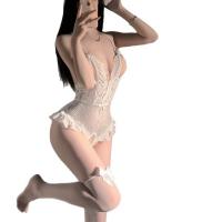 Yaqin Female Sexy Lace Bodysuit - Open-Crotch Sheer Mesh Bodycon Sleepwear for Women, Waist-Cinching Nightwear thumbnail