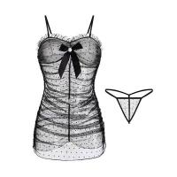 Sexy Sheer Polka Dot Lace Chemise - Flirty Butterfly Bow Babydoll Sleep Dress with Bodycon Fit thumbnail