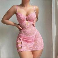 Luxury Lace Sheer Sleepwear Set - Sexy Bridal & Date Night Lingerie,Europe and America-Inspired Silk-Blend Chemise & Mat thumbnail