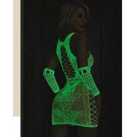 Glow-in-the-Dark Mesh Two-Piece Dress Set – Sexy UV Reactive Lingerie & Swimwear, No-Remove Design thumbnail