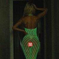 Glow-in-the-Dark Lace Bodysuit for Women – Sexy Sheer Mesh Open-Crotch One-Piece Lingerie,Europe and America-Style Eroti thumbnail