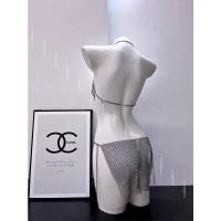 Sexy Sheer Lace Halter Mini Dress for Women – Sparkling Nightclub Outfit, Provocative Costume Dress, Alluring Party Wear thumbnail