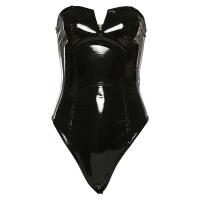 Sexy Backless PU Bodysuit for Women - Trendy European-American Style Fall Winter 2021 Outfit thumbnail