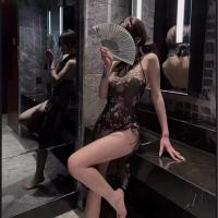 Plus Size XXXXL Sexy Sheer Cheongsam Sleepwear for Women - 2025 New Halter Neck Slit Lingerie Set thumbnail