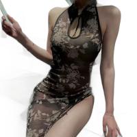 Plus Size XXXXL Sexy Sheer Cheongsam Sleepwear for Women - 2025 New Halter Neck Slit Lingerie Set thumbnail