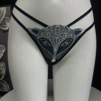 2026 Fox Embroidery Lace Mesh Bikini Panties – Sexy Cotton Antibacterial Briefs with Sheer Cutouts & Crisscross Back thumbnail