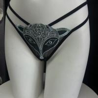 2026 Fox Embroidery Lace Mesh Bikini Panties – Sexy Cotton Antibacterial Briefs with Sheer Cutouts & Crisscross Back thumbnail