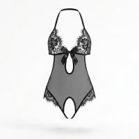 Purple Sensual Lingerie Set - Sexy Nightwear with Open-Crotch Design, Easy-Wear Uniform Style thumbnail