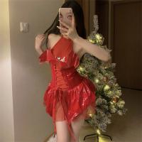 New Shiny PU Lace-Up Halter Batwing Halloween Devil Costume Set - Sheer Mini Skirt Outfit thumbnail