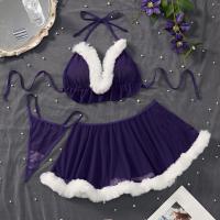 Pure & Playful Bunny Girl Lingerie Set - Sexy Velvet Two-Piece Roleplay Outfit with Halter Neck Top thumbnail