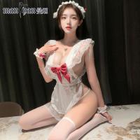 Mannyan Sexy Maid Costume Set – Low-Cut Roleplay Uniform & Seductive Lingerie for Cosplay & Date Night thumbnail