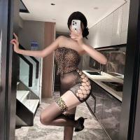 Plus Size Leopard Print Lingerie Dress - Sheer Mesh Sexy Outfit for Women, No-Remove Stylish Costume thumbnail