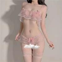 Lace Sheer Black Sexy Lingerie Set - Seductive See-Through Thong & Bralette for Women, Pure Temptation thumbnail