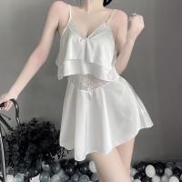 New Women's Sheer Chiffon Lingerie Set - Sweet Ruffled Cami Sleepwear with Adjustable Straps thumbnail