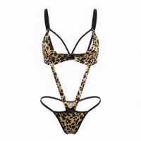 Bird Moon Cross-Strap Bralette & Thong Set - Sexy Leopard Print Bodysuit, Seductive Lingerie 9647 thumbnail