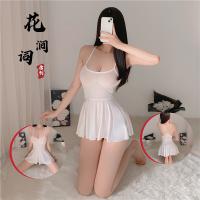 Pure & Alluring Silk-Look Lace Sleep Dress - Sexy Sheer Babydoll Nightgown with Backless Design for Women thumbnail