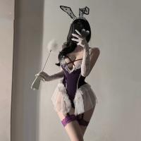 Purple Pure-Seduction Bodysuit Set - Sexy Lingerie Sleepwear Outfit for Women, Alluring Uniform Style thumbnail