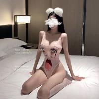Pink Cartoon Sexy Bodysuit - Playful Anime-Inspired Lingerie with Open-Crotch Design for Bedroom Fun thumbnail
