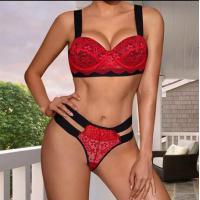 Three-Piece Lace Sheer Matching Set - Sexy Push-Up Bodysuit & Thong Lingerie for Women thumbnail