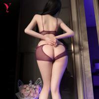 Feiniao Moonbird Sensual Lace Bodysuit - Sheer Floral Open-Crotch Erotic Lingerie for Women thumbnail