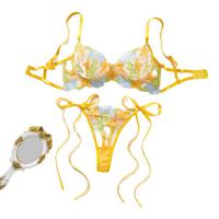 Lightweight Lace Embroidered Sexy Lingerie Set – Adjustable Side-Tie Thong & Bra thumbnail