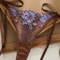 French Lace Sexy Lingerie Set - Sheer Mesh Bra & Thong with Underwire & Ties thumbnail