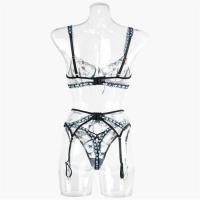Embroidered Garter Belt Set with Steel Ring - Sexy Women's 3-Piece Lingerie Outfit,Europe and America-Style Split Design thumbnail