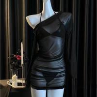 Sexy Off-Shoulder Long Sleeve Sheer Bodycon Dress – Provocative Lingerie-Inspired Outfit for Women thumbnail