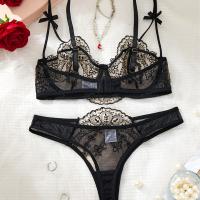 French Sheer Lace Lingerie Set – Sexy Pure-Delight Bra & Thong Collection, Elegant Sensual Underwear thumbnail