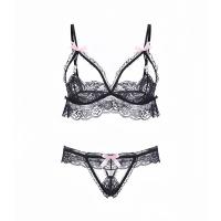 Lace Thong Bra Set - Seductive Open-Crotch Sleepwear for Intimate Nights & Bedroom Play thumbnail