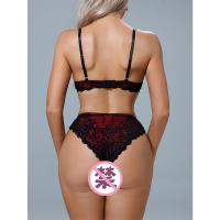 Red Lace Lingerie Set for Small Bust - Sexy 3-Piece Romantic Sleepwear, Busty Illusion Design thumbnail