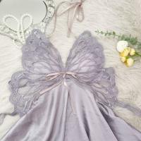 Women's Summer Ice Silk Sleep Dress with Bow & Backless Cutout - Sexy Lounge Set thumbnail