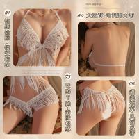 Manyan Pure & Tempting Fringe Two-Piece Lingerie Set - Hook-Neck Sexy Sleepwear, No-Remove Erotic Outfit thumbnail