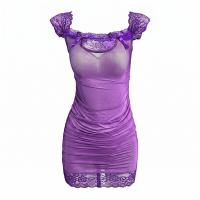 Flybird Moonlight Sensual Lace Mesh Bodycon Club Dress - Purple Sheer Nightclub Mini Skirt thumbnail