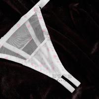 Pink Polka Dot Lingerie Set - Sexy Sheer Bra & Panty Three-Piece Valentine's Day Outfit thumbnail