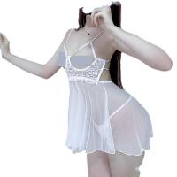 Sexy Lace Sleep Set - Sheer Mesh Backless Princess Nightgown with Underwire Bra & Matching Briefs thumbnail