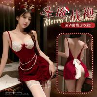 Christmas Vintage Velvet Lace Deep V Sexy Sleep Dress – Retro Erotic Nightwear for New Year thumbnail