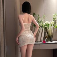 Feiniao Moonlit Bird Lace Chemise - Embroidered Seductive Sleep Dress with Floral Jacquard & Bodycon Fit thumbnail