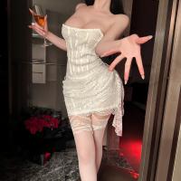 Feiniao Moon Gaze Lace Bodysuit - Sexy Mesh Camisole Sleepwear, Bodycon Wrap Dress for Date Night